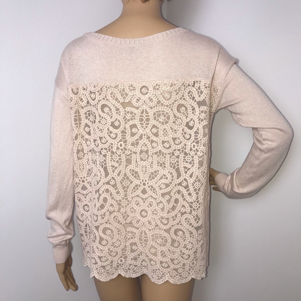 American Eagle Pink Lace Back Oversized Sweater - Size Small Petite